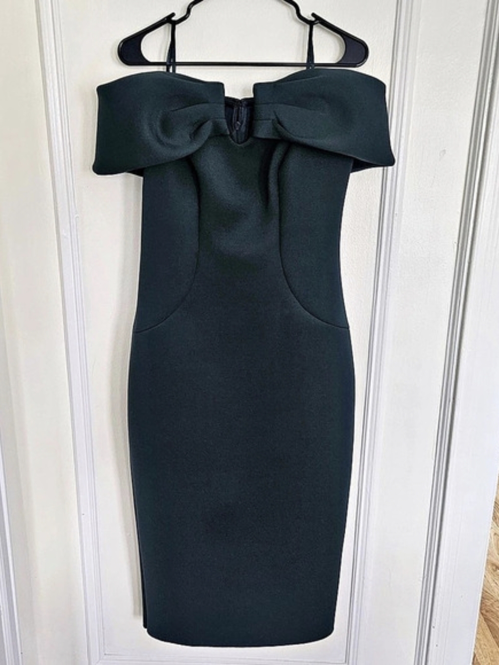 Eliza J Social Off the Shoulder Scuba Cocktail Dress Midi Dress Green Size